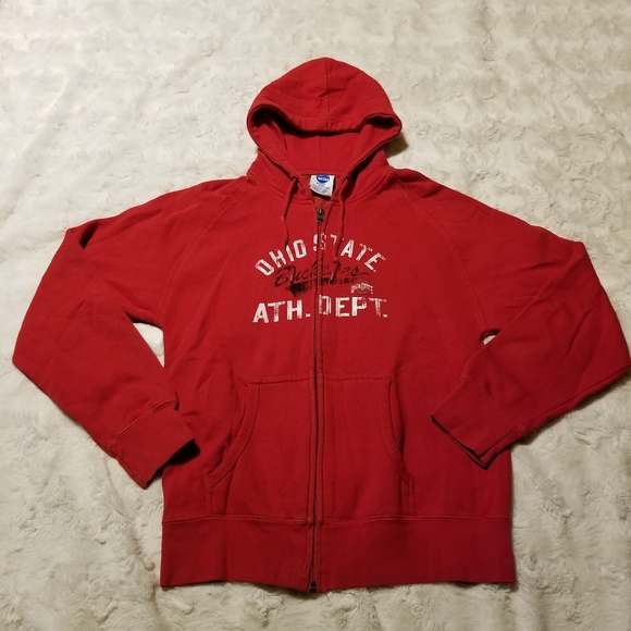 Ohio State Buckeyes Hoodie Jacket Red Full Zip Size Medium - Picture 1 of 8